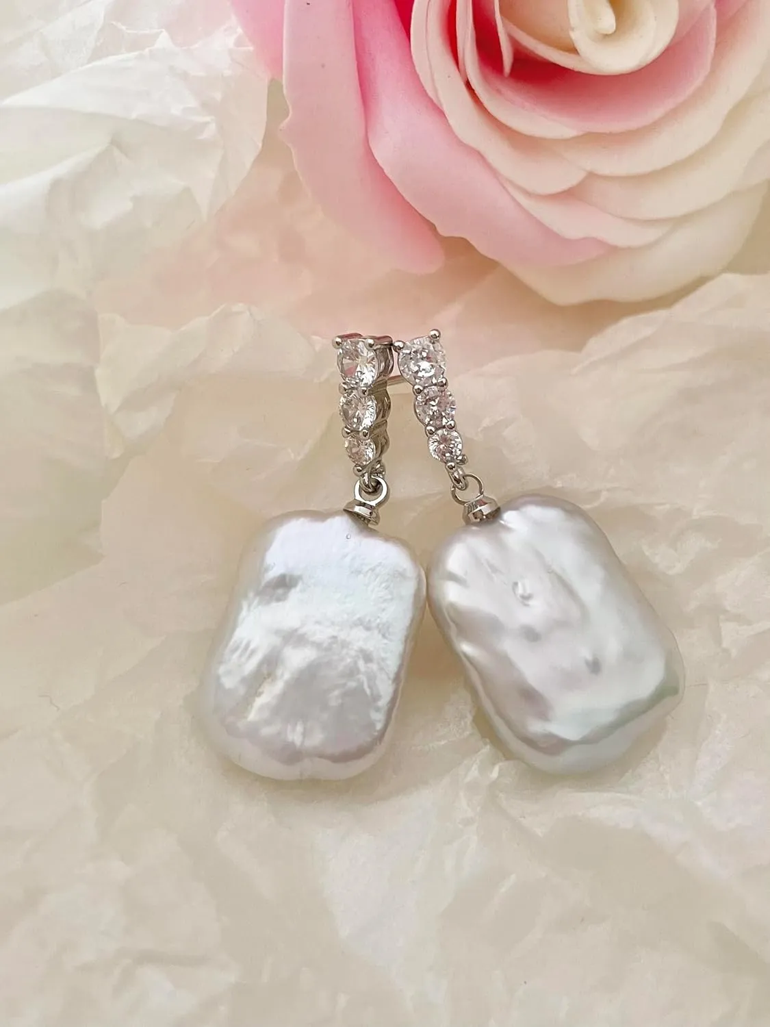 Baroque pearl earrings for Women cultured freshwater Pearl Stud hoop square statement earrings 14K Gold plated Drop Dangle Jewelry bridal wedding earrings birthday gift