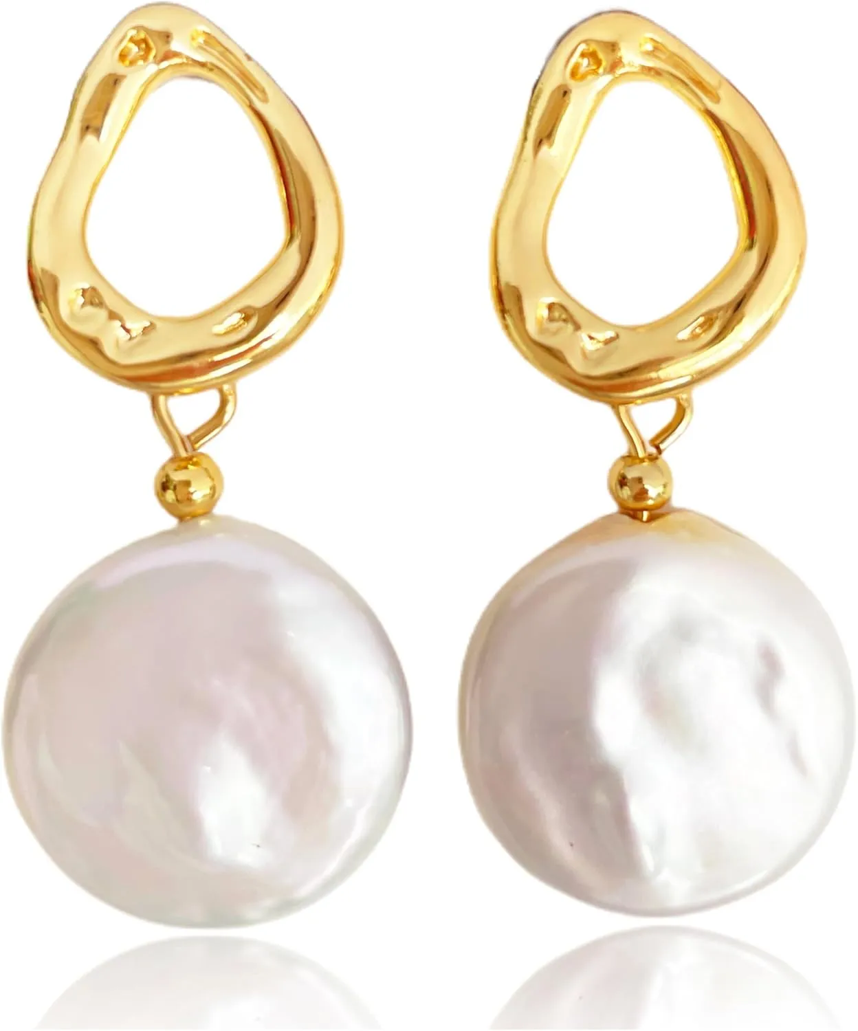 Baroque pearl earrings for Women cultured freshwater Pearl stud round hoop statement earrings 14K Gold plated Drop Dangle Jewelry bridal wedding earrings birthday gift