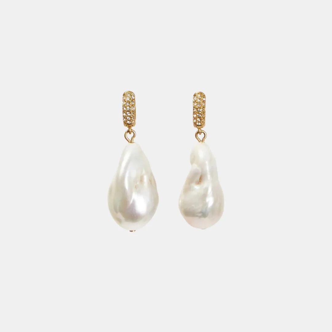 Baroque Pearl Earrings (Vintage Gold   Cream)