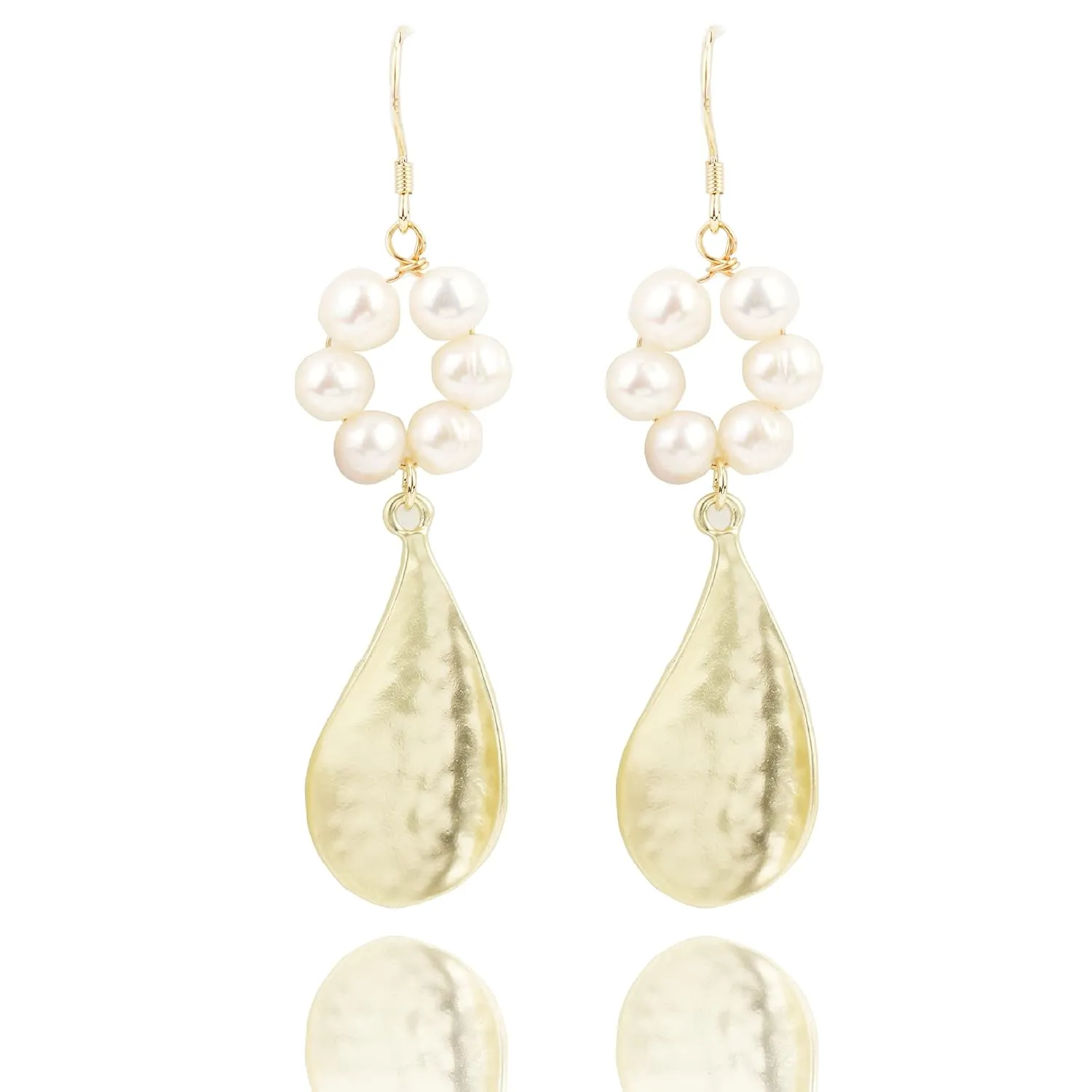 Baroque Pearls Earring Natural Freshwater Pearls Dangle Earrings Gold Pearl Drop Earrings Jewelry S925 with 14K Gold Plated Modern Wedding Eardrop Valentine Birthday Gift for Her