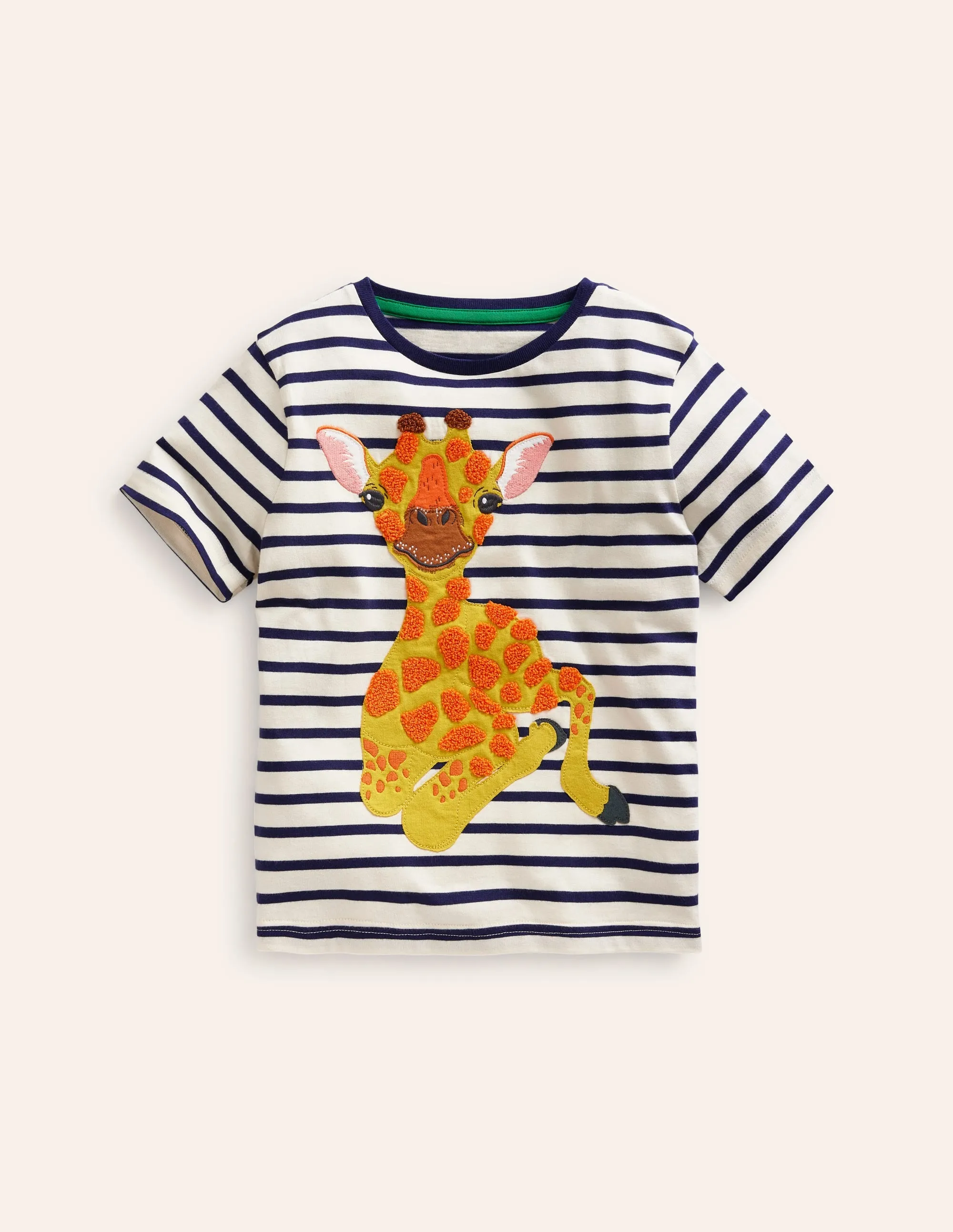 Big Appliqué Logo T-shirt-College Navy/ Ivory Giraffe