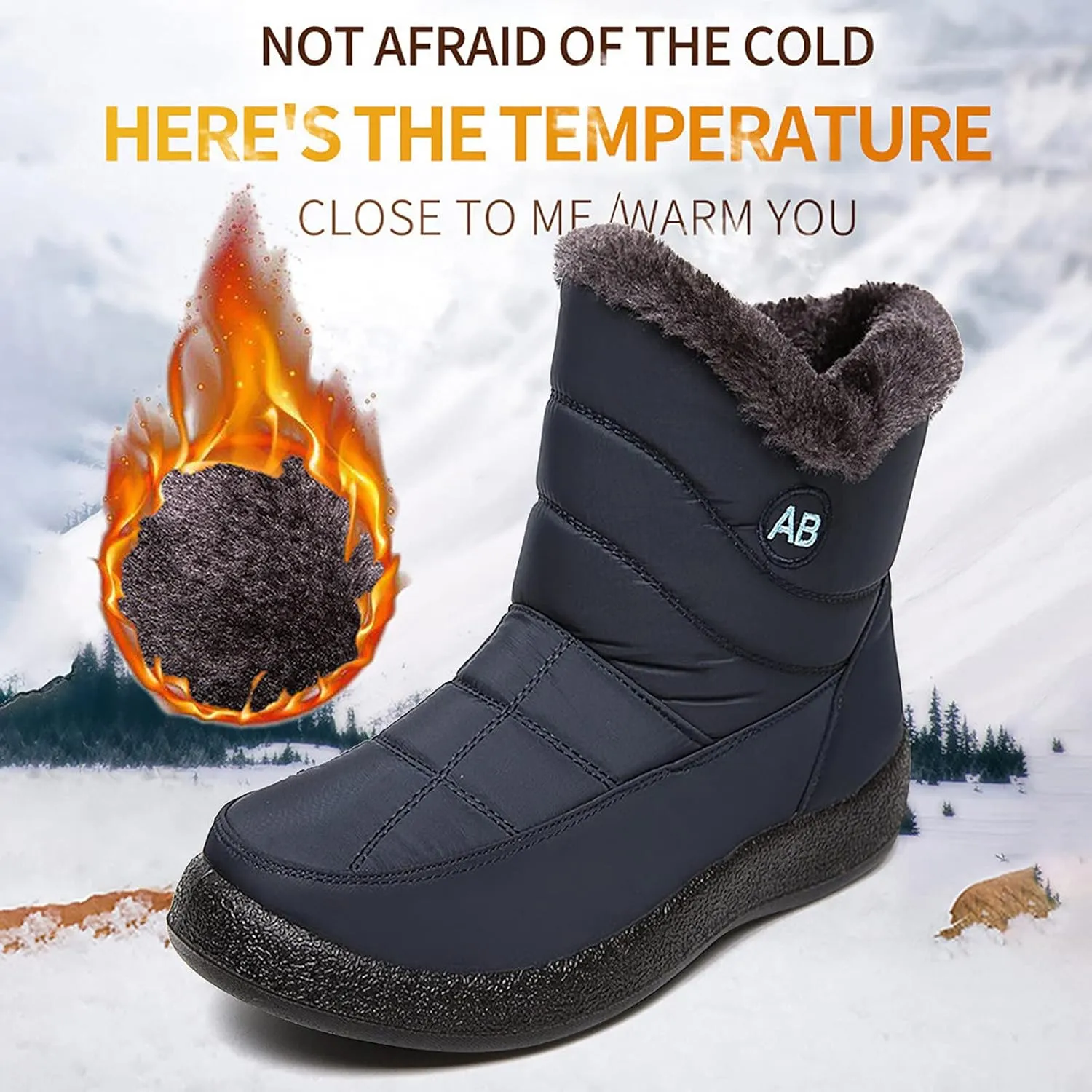 Black Winter Boots for Women Wide Calf Womens Waterproof Winter Boots Size 8 Womens Tall Snow Boots Size 9 Tall Snow Boots Waterproof Snow Shoes for Women Cute