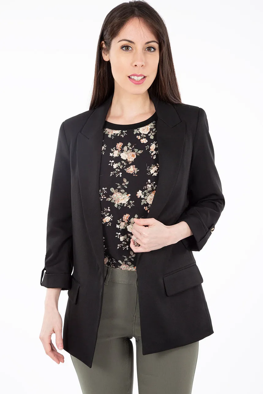 Blazer noir manches 3/4