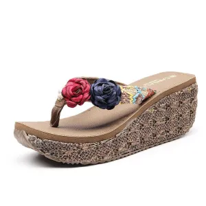 Bohemian Ladies Beach Shoes Platform Flip Flops