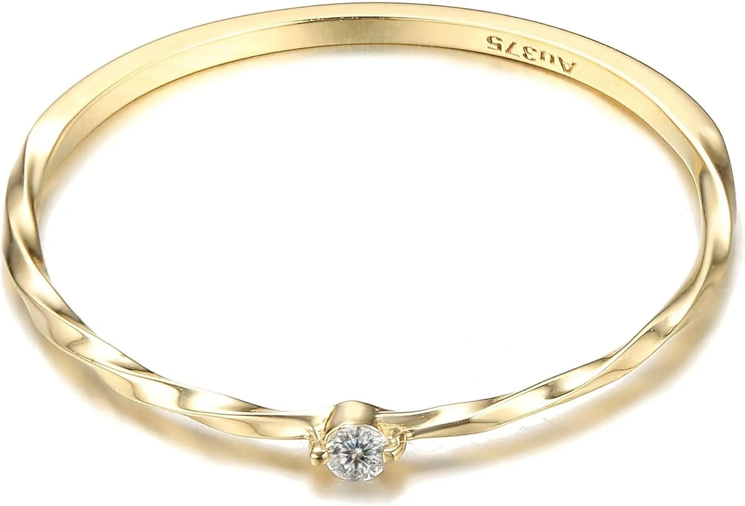 Bridal Rings for Women, Real Gold Rings 9K Yellow Gold White Round Moissanite Stackable Solitary for Graduation Gem Rings for Women