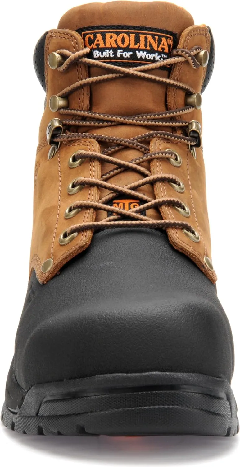 Carolina Bruno Internal 6" Metguard Composite Toe Work Boots for Men - Metatarsal Guard, Cushion Insole, AG7 Footbed and Rubber Outsole, EH-Rated, Brown - 13 2E