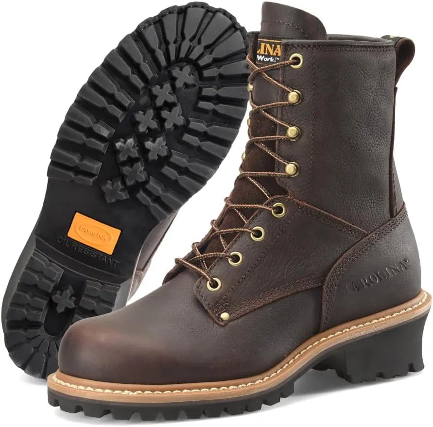 Carolina Elm 8 Logger Work Boots for Women - Rugged Leather Upper, Pillow Cushion Footbed, and Welted Oil- and Slip-Resistant Outsole, EH Rated