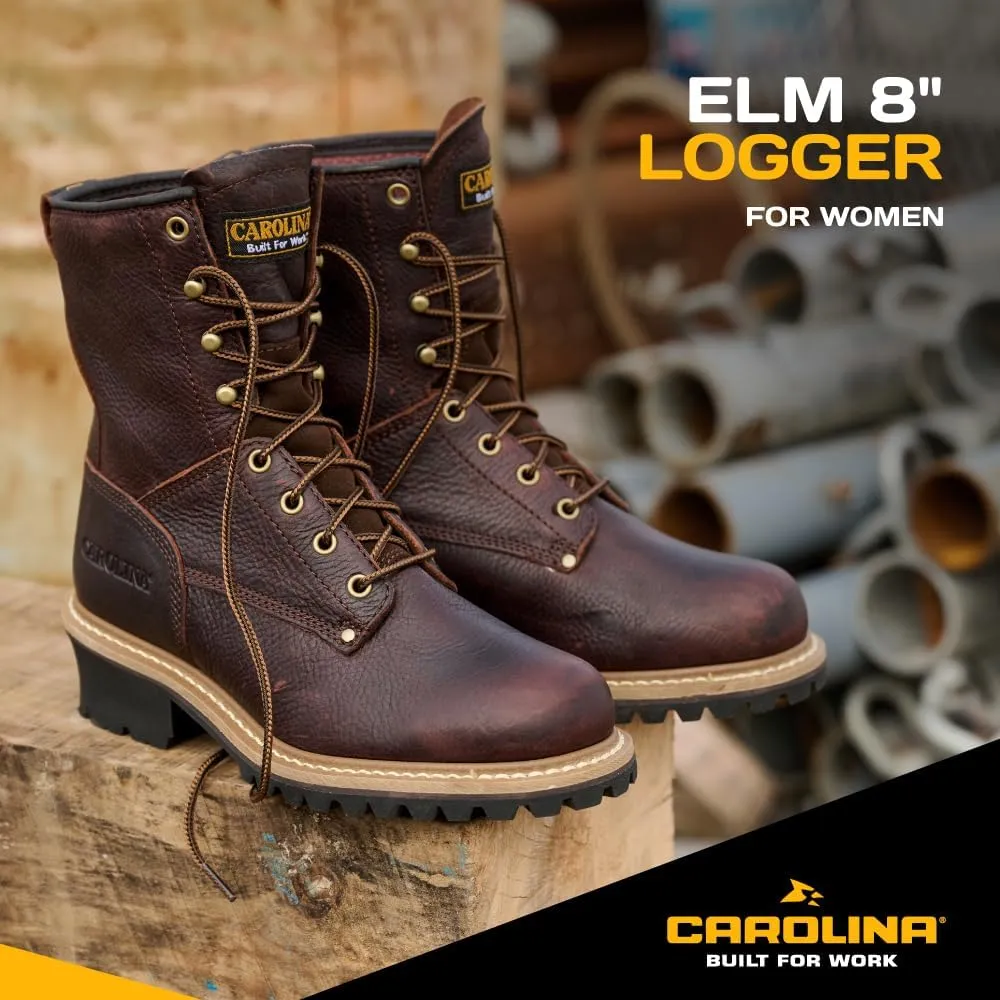 Carolina Elm 8 Logger Work Boots for Women - Rugged Leather Upper, Pillow Cushion Footbed, and Welted Oil- and Slip-Resistant Outsole, EH Rated
