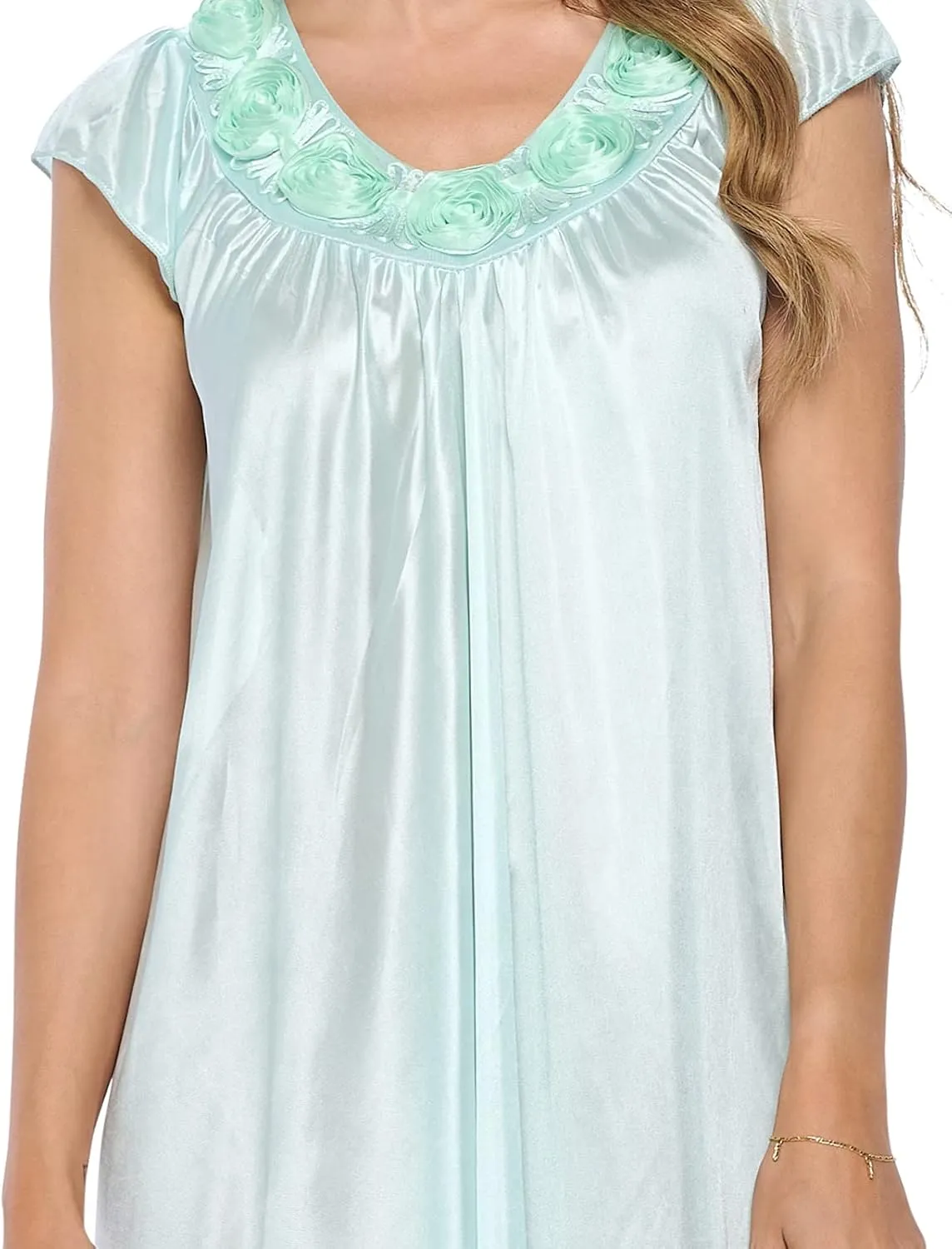 Casual Nights Women's Cap Sleeve Rose Satin Nightgown