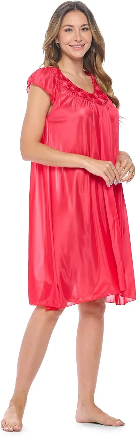 Casual Nights Women's Cap Sleeve Rose Satin Nightgown