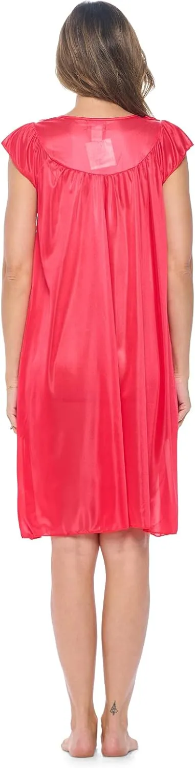 Casual Nights Women's Cap Sleeve Rose Satin Nightgown