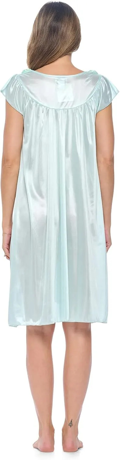 Casual Nights Women's Cap Sleeve Rose Satin Nightgown