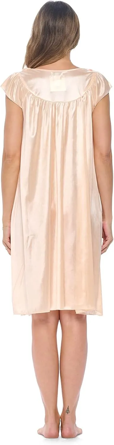 Casual Nights Women's Cap Sleeve Rose Satin Nightgown
