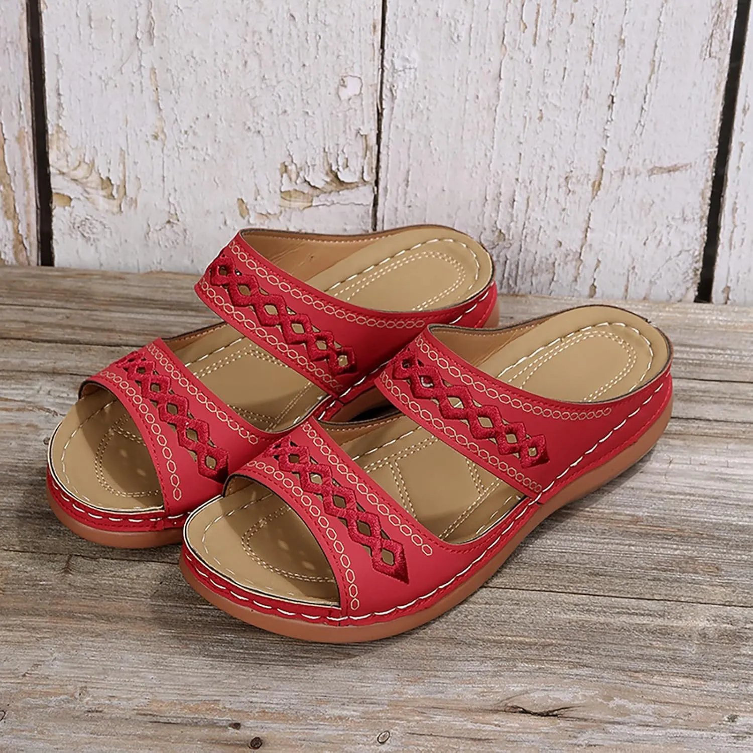 Cathalem Low Wedge Sandals for Women, Orthopedic Sandals for Women Sandals with Arch Support Flip Flops Comfortable Sandals