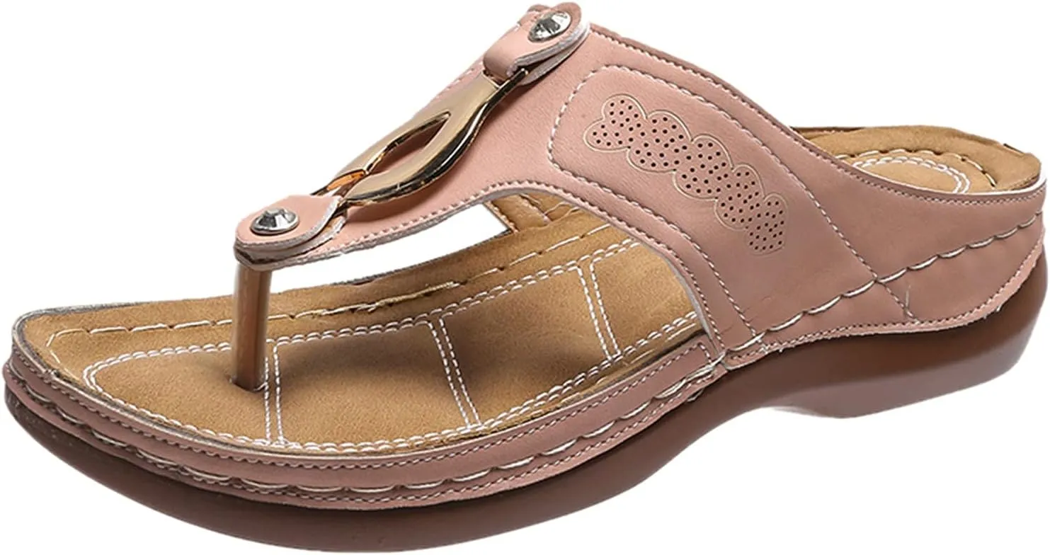 Cathalem Orthopedic Sandals for Women, Womens Fashion Flip Flops Wedge Platform Shoes with Arch Support Summer Comfortable Sandals