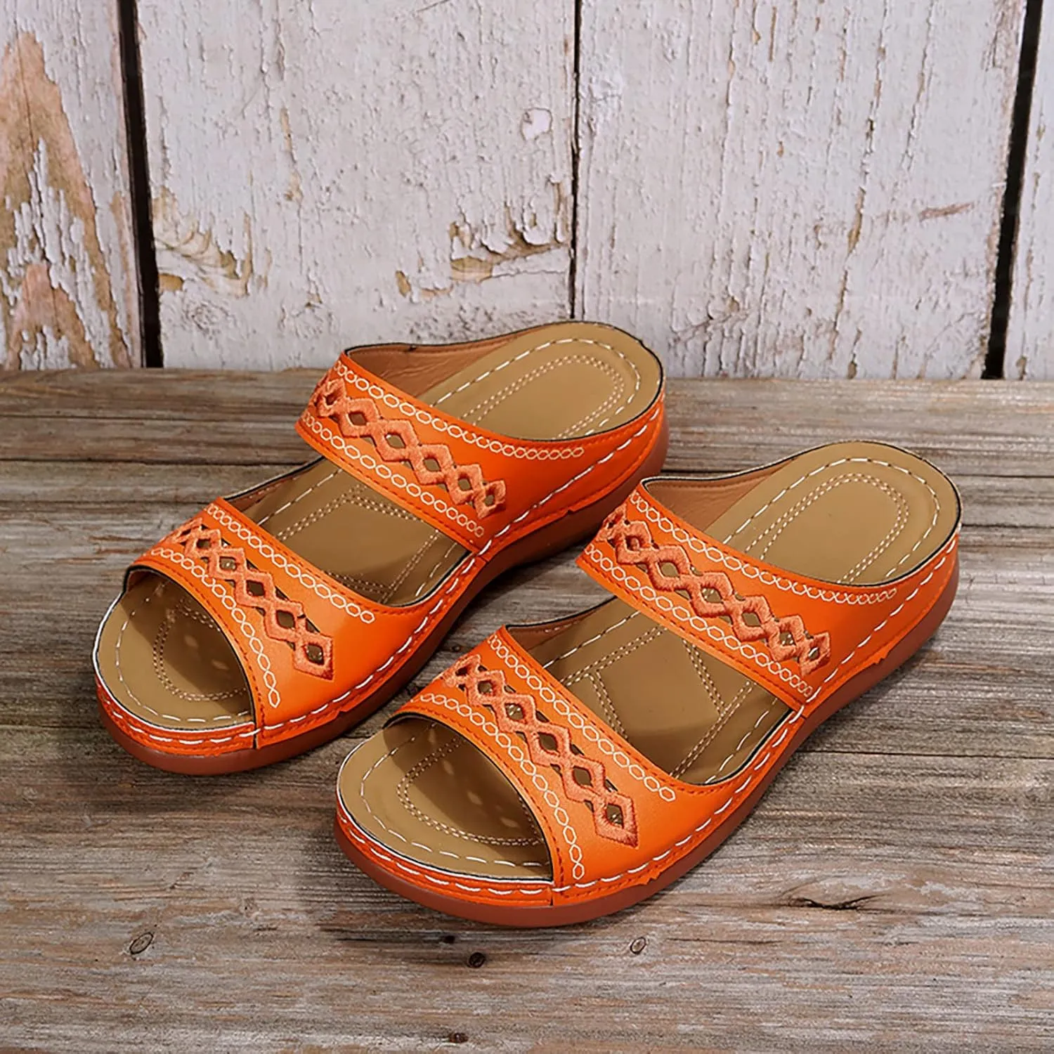 Cathalem Orthopedic Sandals for Women, Womens Walking Slippers with Arch Support Leopard Anti-Slip Comfortable Sandals