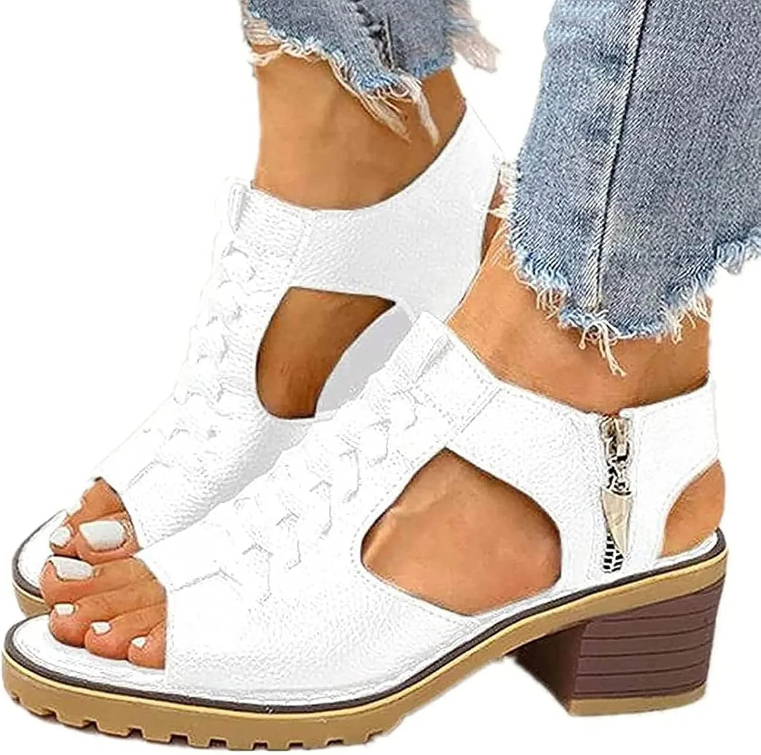 Cathalem Orthotic Sandals for Women,Open Toe Sandals for Women Platform Ankle Buckle Sandals Comfy Beach Travel Sandals