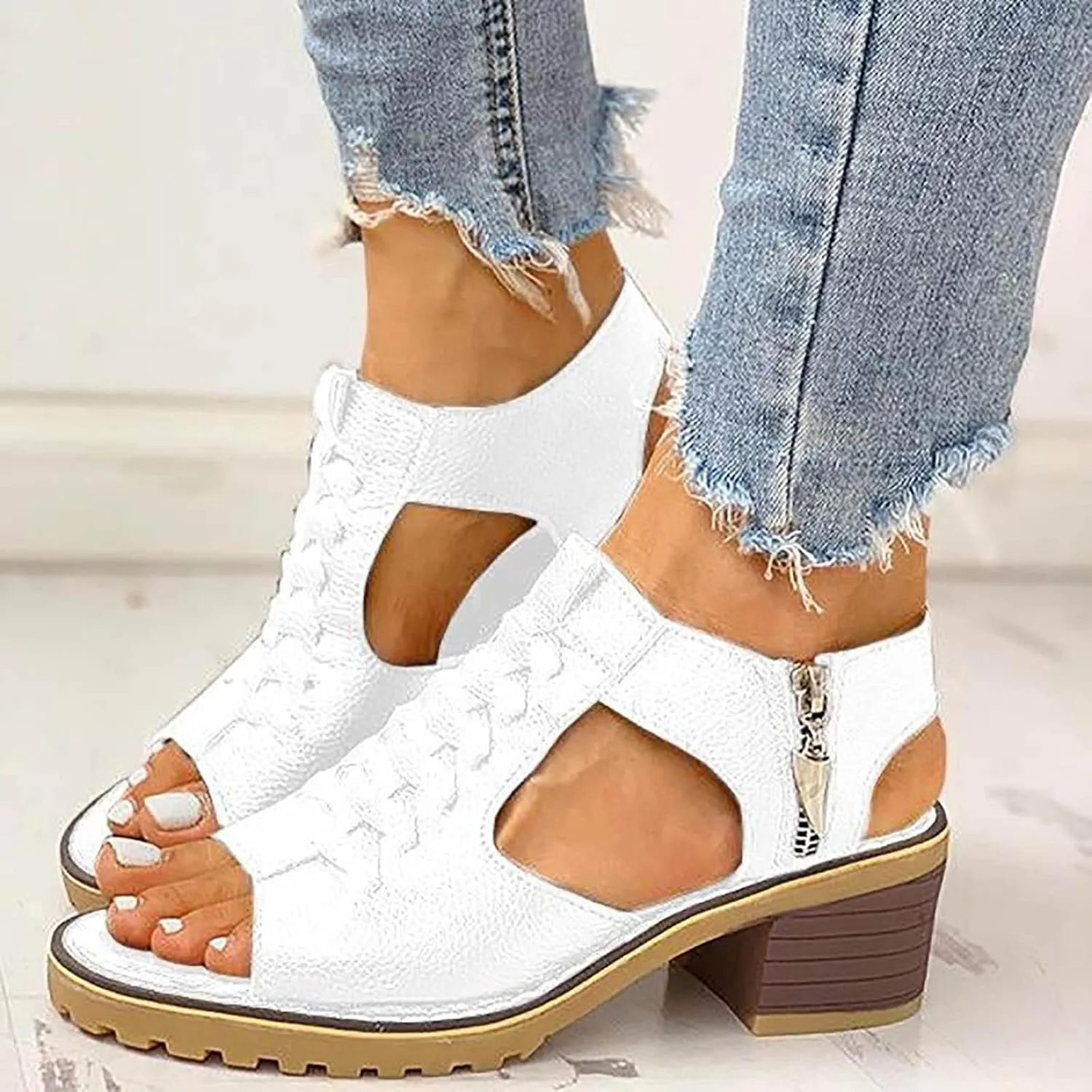 Cathalem Orthotic Sandals for Women,Open Toe Sandals for Women Platform Ankle Buckle Sandals Comfy Beach Travel Sandals