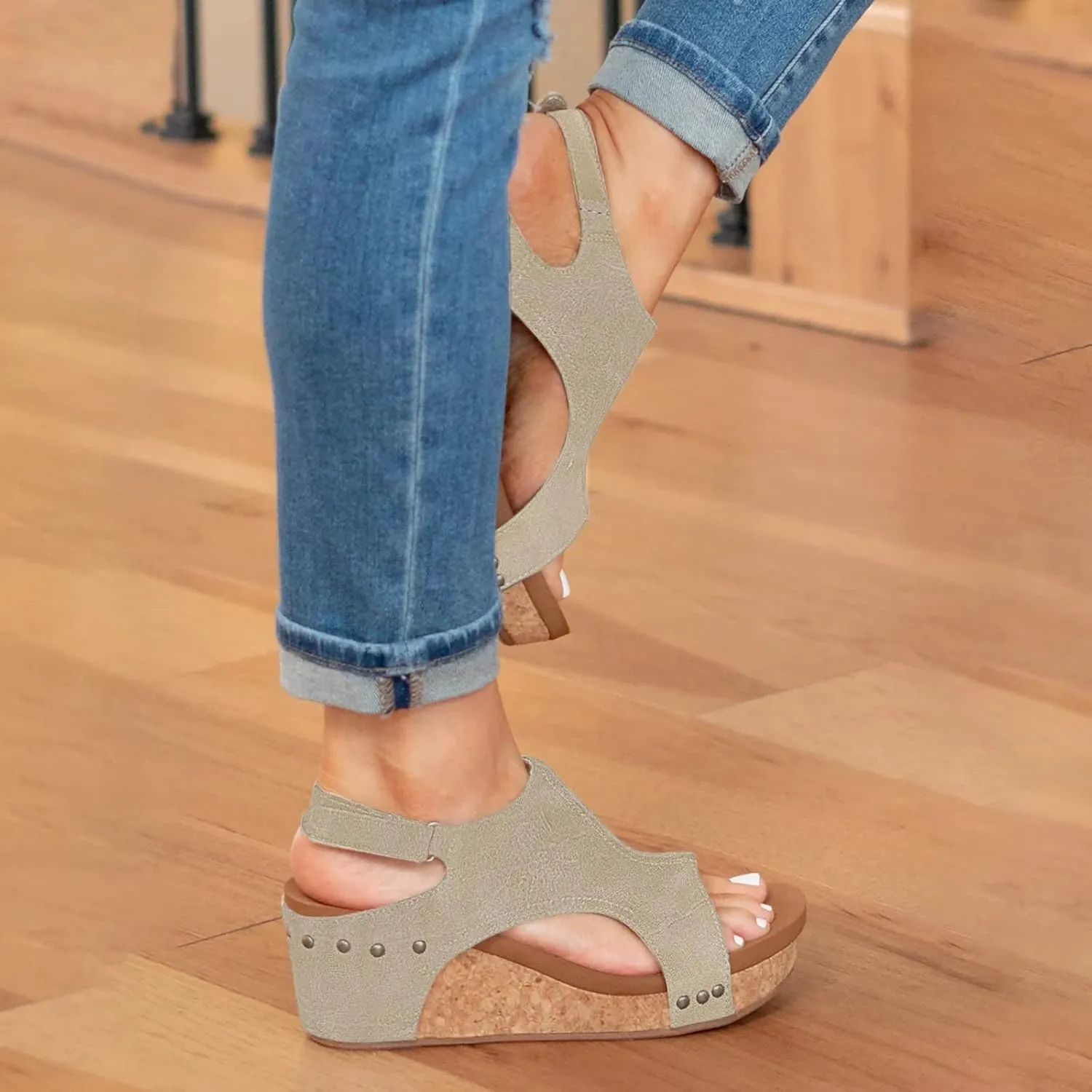 Cathalem Platform Open Toe Wedge Sandals for Women Dressy Summer Womens Wedge Slide Sandals