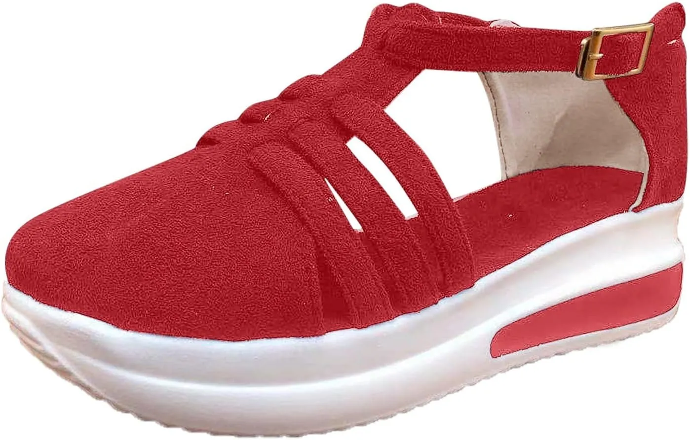 Cathalem Sandals for Women Dressy Summer Comfortable Platform Flat Roman Beach Shoes Summer Comfy Slippers Sandals