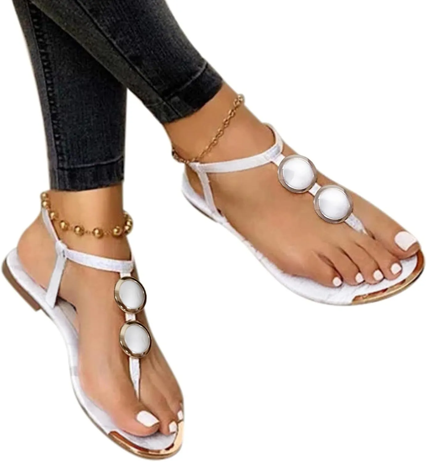 Cathalem Sandals for Women Dressy Summer,Platform Sandals for Women Flat Casual Open Toe Slippers Comfortable Walking Buckle Strap Sandals