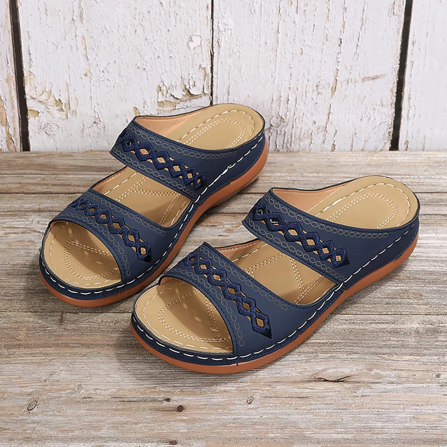 Cathalem Summer Sandals for Women 2024 Platform Sandals Women Summer Dressy Open Toe Sandals Slip on Shoes