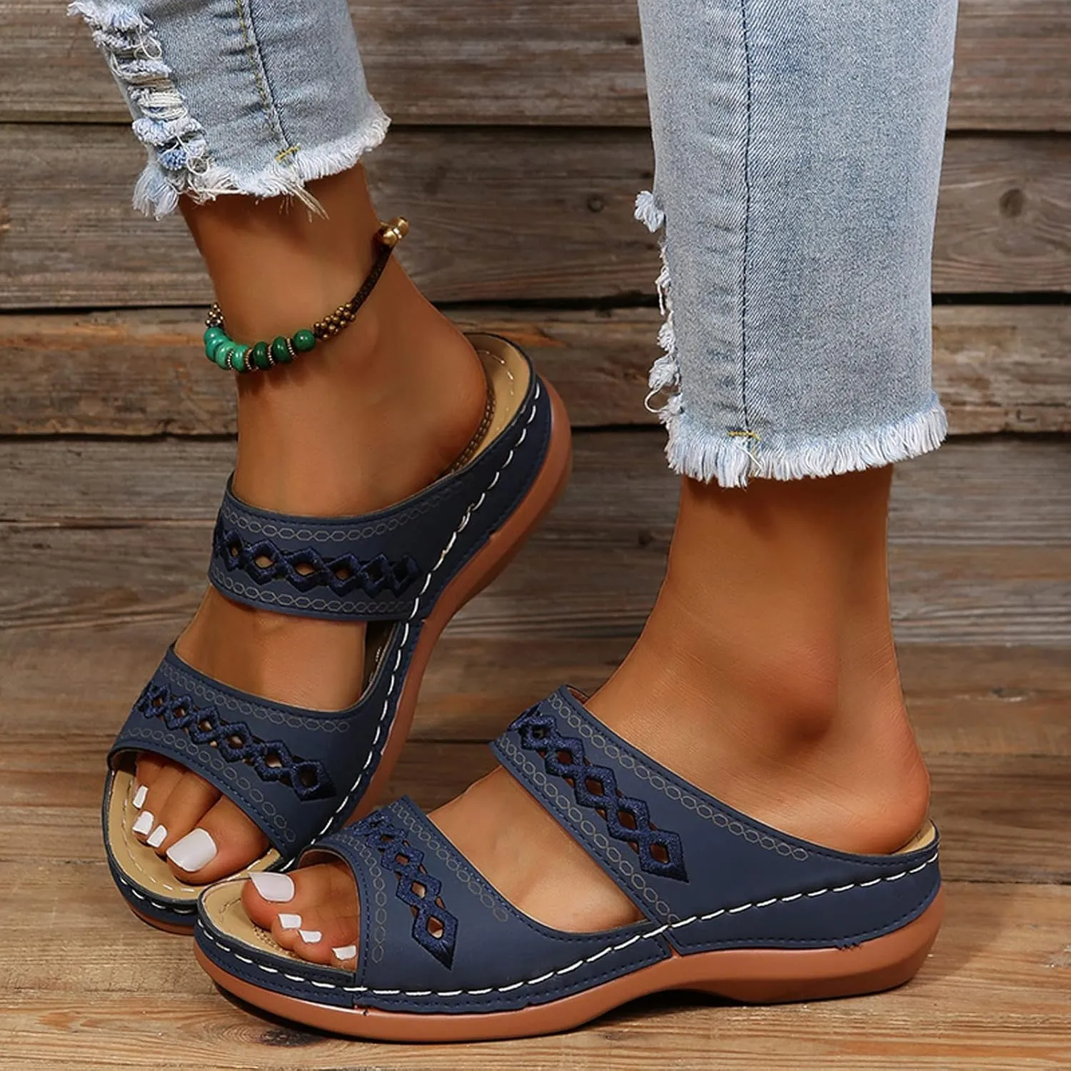 Cathalem Summer Sandals for Women 2024 Platform Sandals Women Summer Dressy Open Toe Sandals Slip on Shoes
