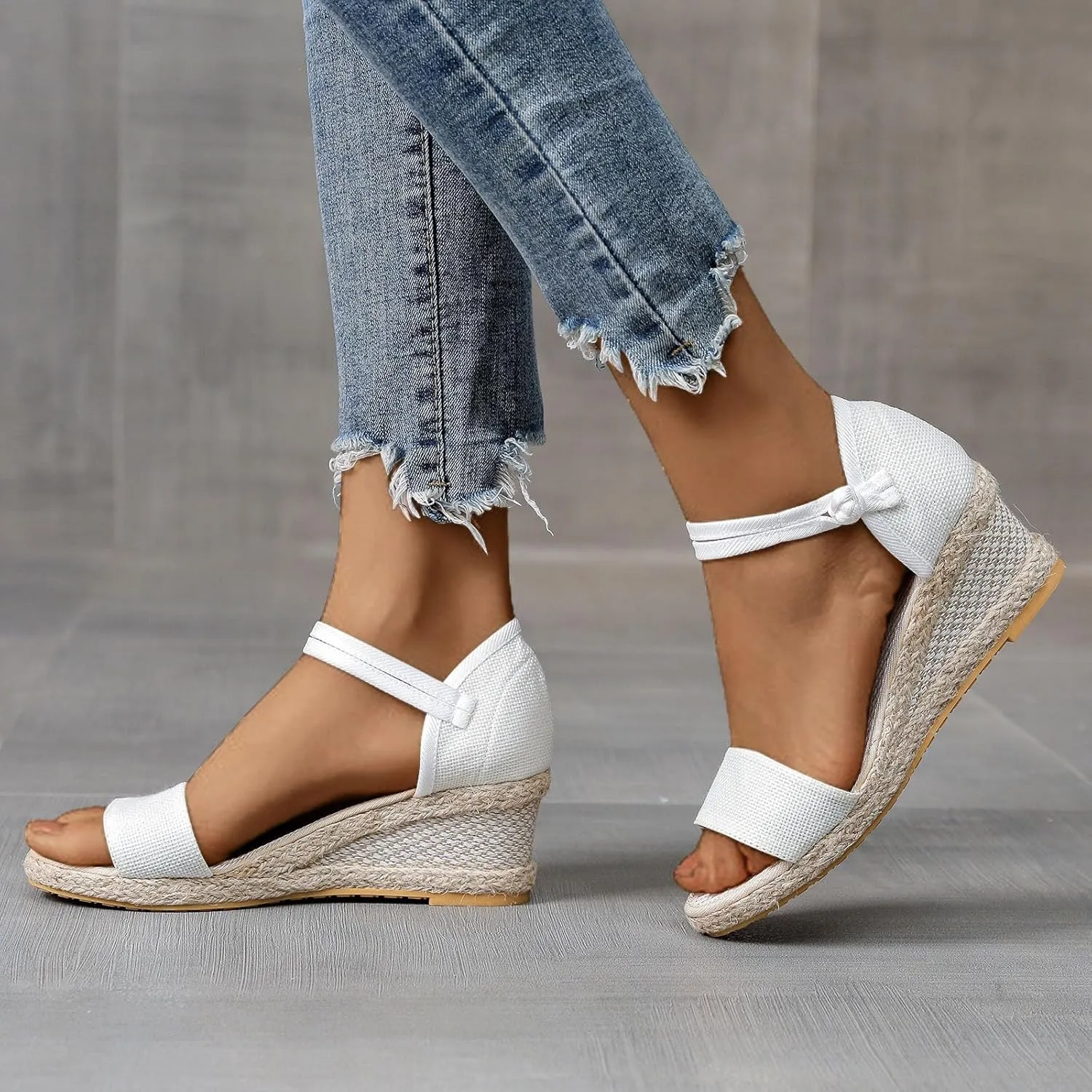 Cathalem Wedge Sandals for Women, Women's Ankle Strap Closed Toe Heels Sandals Casual Platform Buckle Strap Breathable Summer Sandals