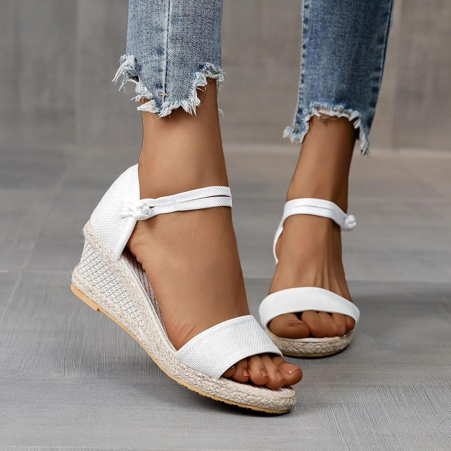 Cathalem Wedge Sandals for Women, Women's Ankle Strap Closed Toe Heels Sandals Casual Platform Buckle Strap Breathable Summer Sandals