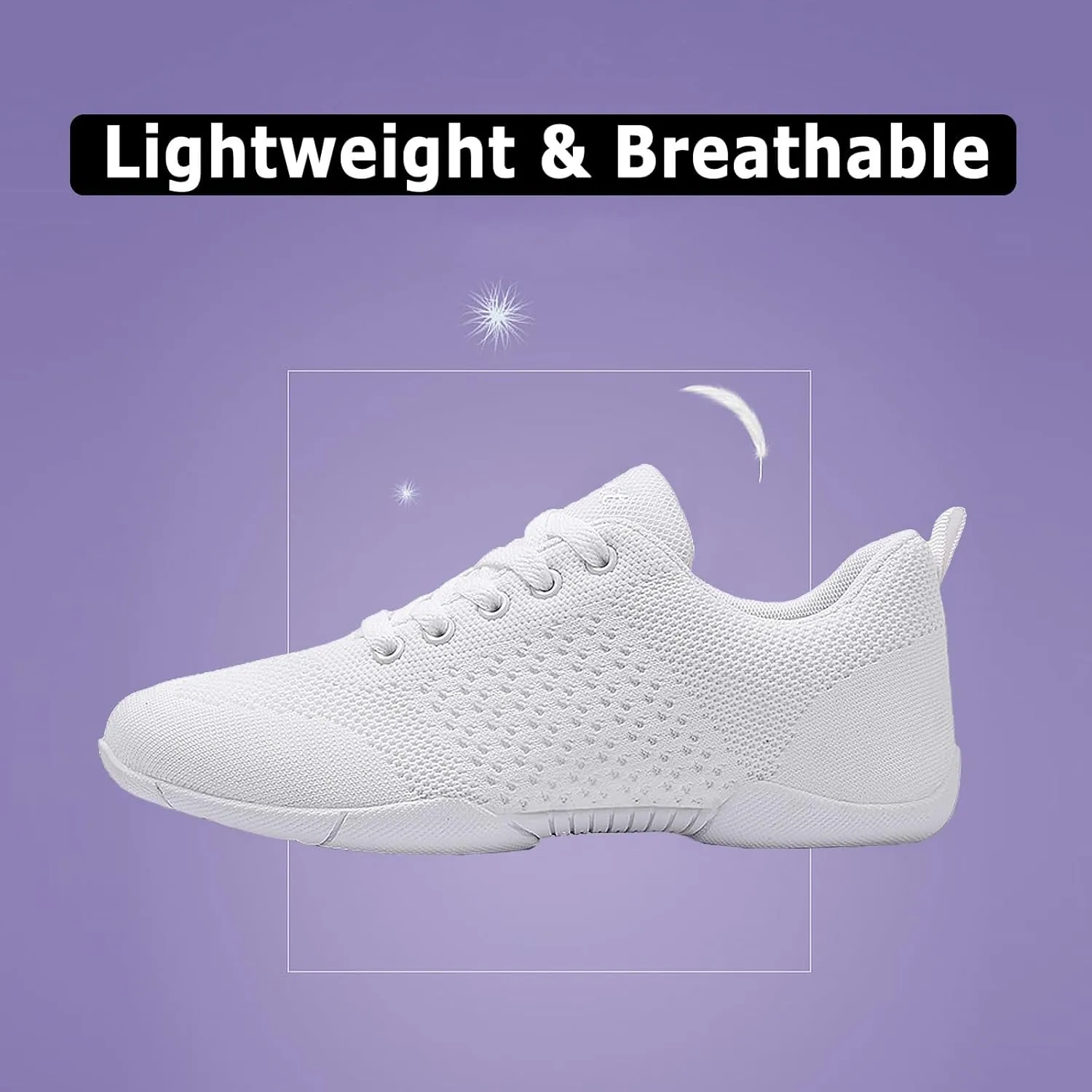 CERYTHRINA Womens Cheerleading Shoes Girls Lace-Up Dance Training Walking Sneakers Gym Yoga Sport Shoes