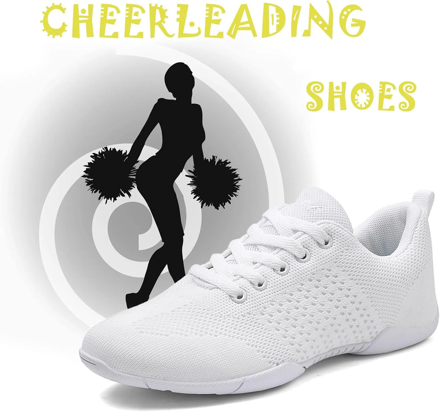 CERYTHRINA Womens Cheerleading Shoes Girls Lace-Up Dance Training Walking Sneakers Gym Yoga Sport Shoes
