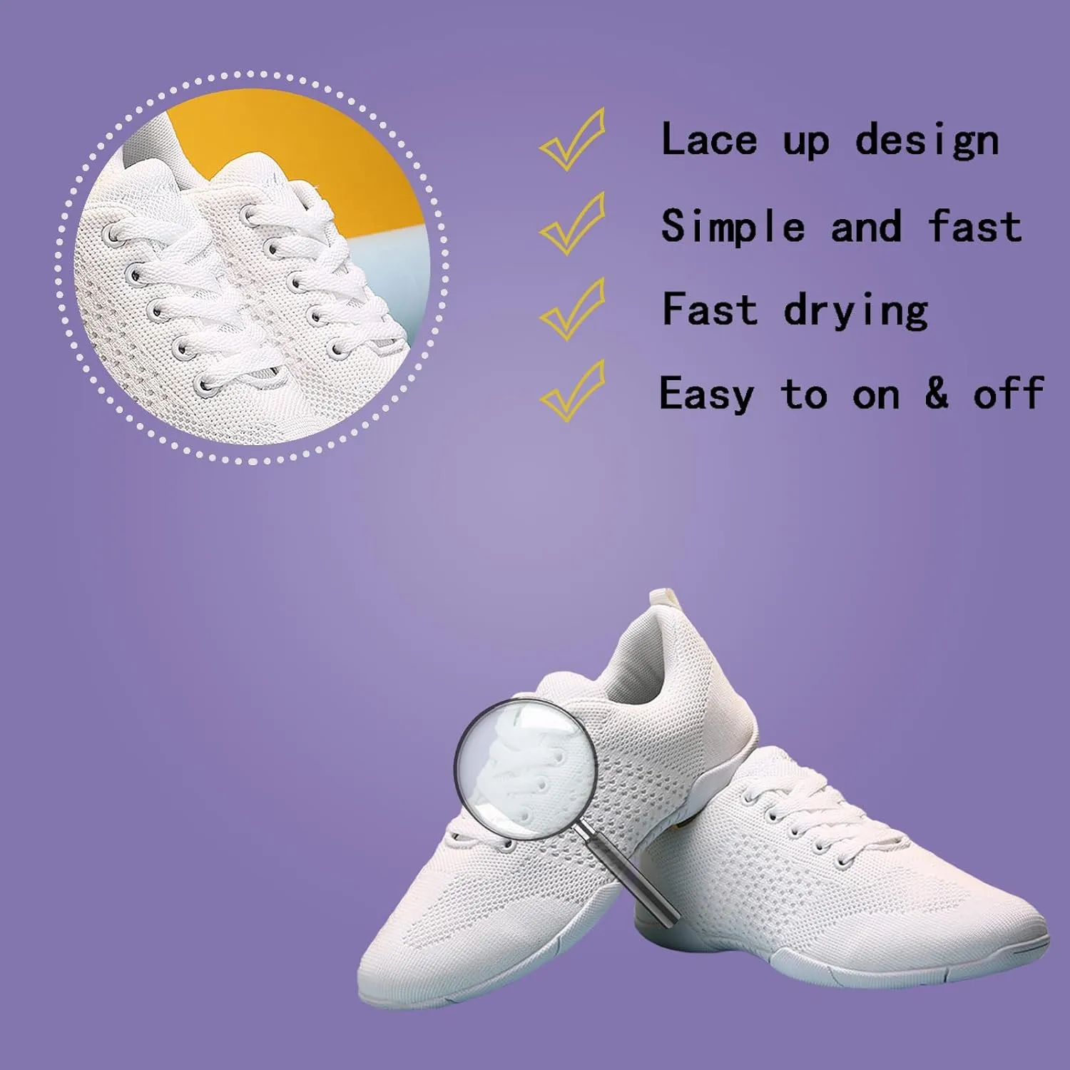 CERYTHRINA Womens Cheerleading Shoes Girls Lace-Up Dance Training Walking Sneakers Gym Yoga Sport Shoes