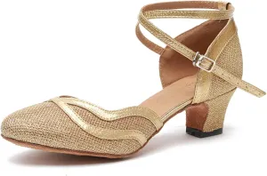 Closed Toe Glitter Ballroom Dance Shoes for Women Salsa Latin Tango Wedding Party
