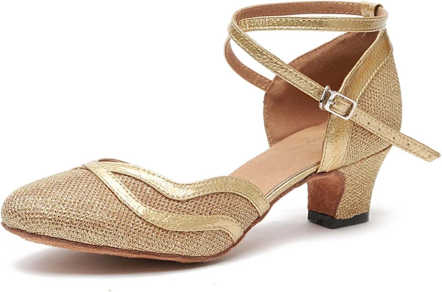 Closed Toe Glitter Ballroom Dance Shoes for Women Salsa Latin Tango Wedding Party