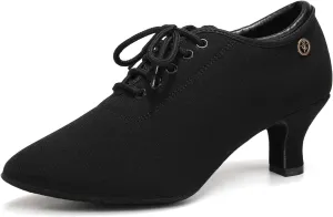 Closed Toe Latin Salsa Ballroom Dancing Shoes for Women Practice Performance Dance Shoes with 2 Inch Heel,Black,8.5US