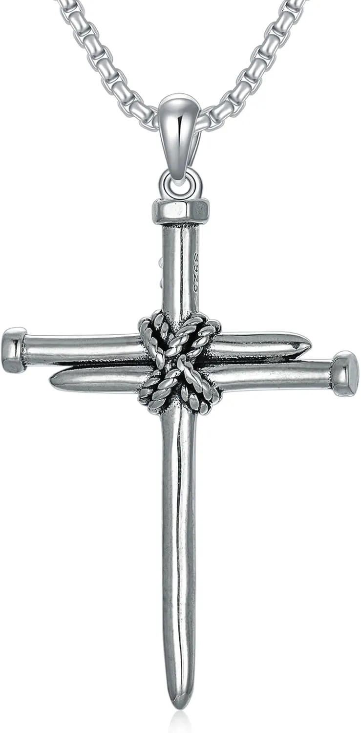 Cross Necklace 925 Sterling Silver Cross Pendant Fathers Day Birthday Gifts for Men Gifts for Father Gifts for Dad