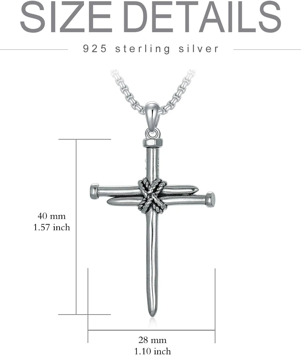Cross Necklace 925 Sterling Silver Cross Pendant Fathers Day Birthday Gifts for Men Gifts for Father Gifts for Dad