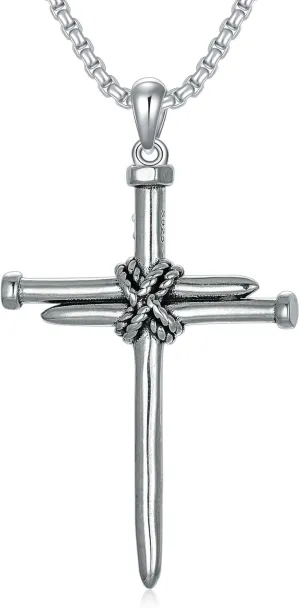 Cross Necklace 925 Sterling Silver Cross Pendant Fathers Day Birthday Gifts for Men Gifts for Father Gifts for Dad