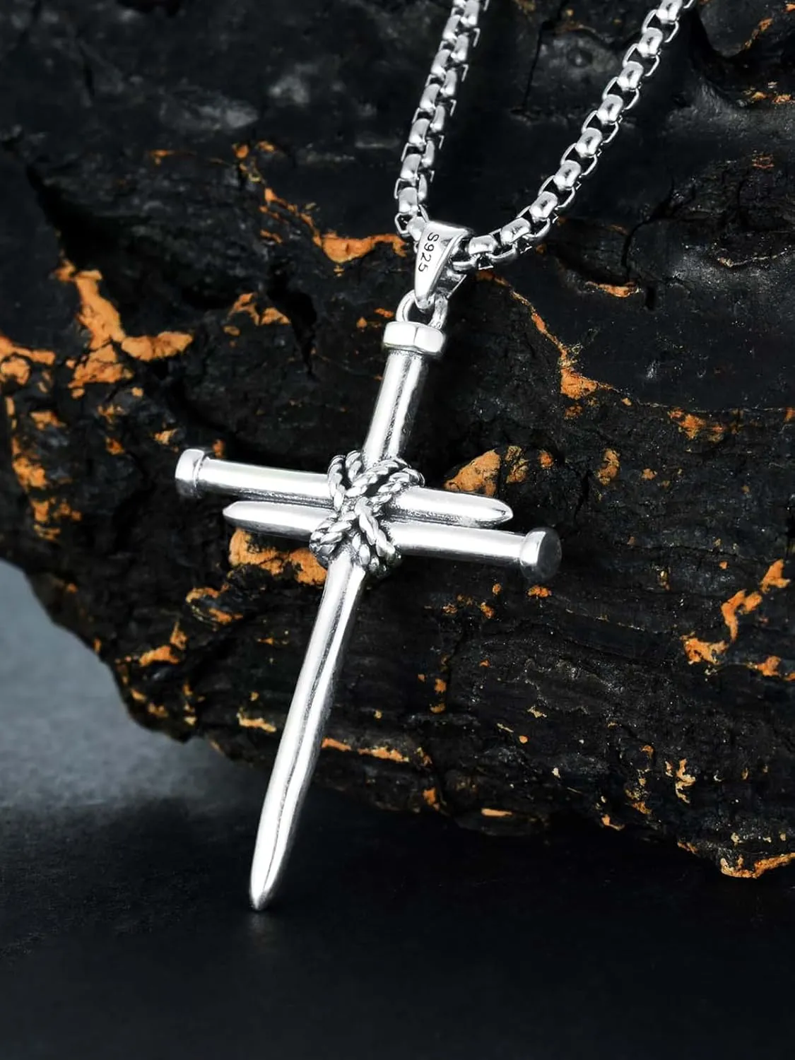 Cross Necklace 925 Sterling Silver Cross Pendant Fathers Day Birthday Gifts for Men Gifts for Father Gifts for Dad