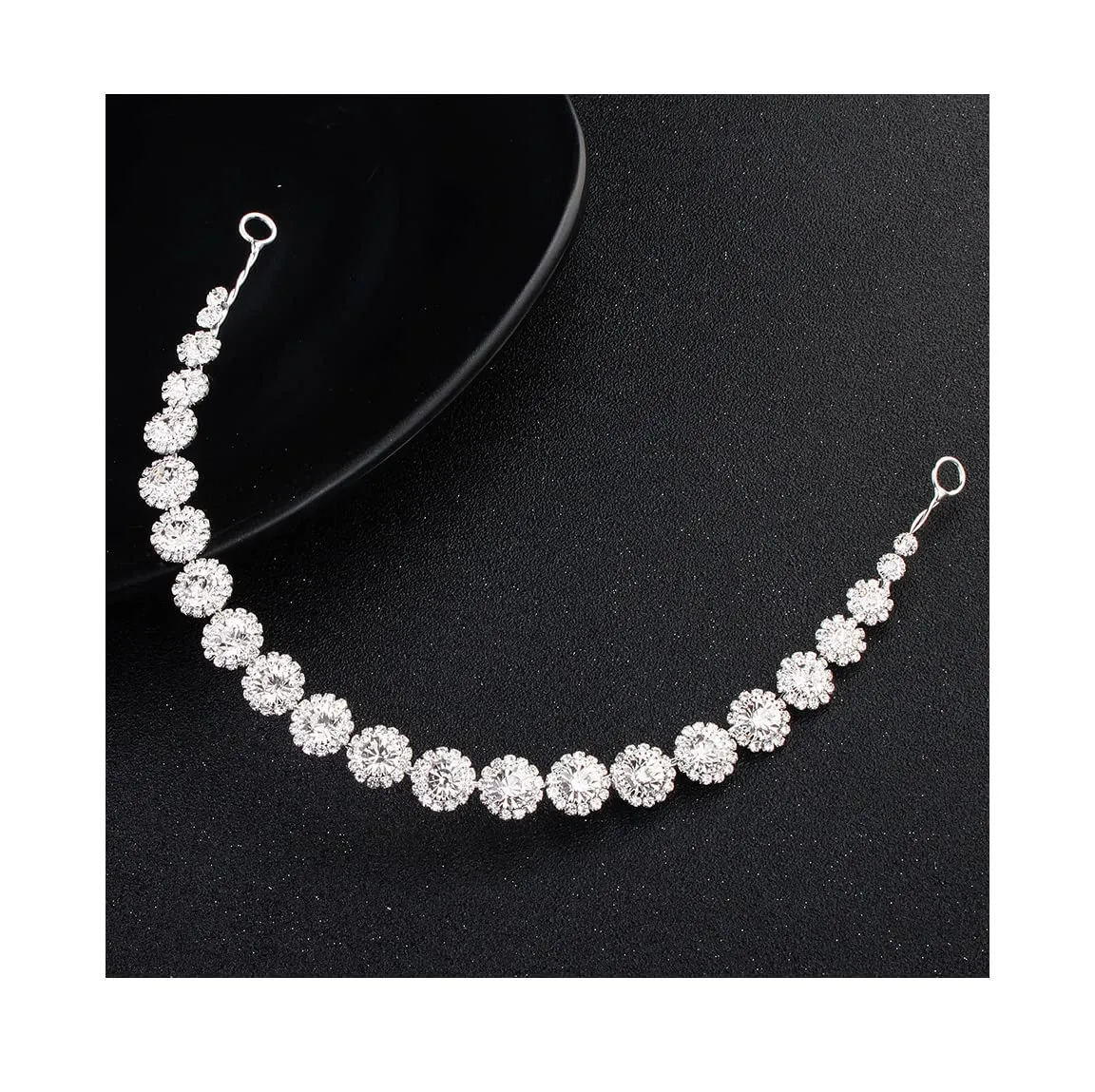 Crystal Headband Round Rhinestone Bridal Headpiece Hair Vine Accessories for Women and Girls