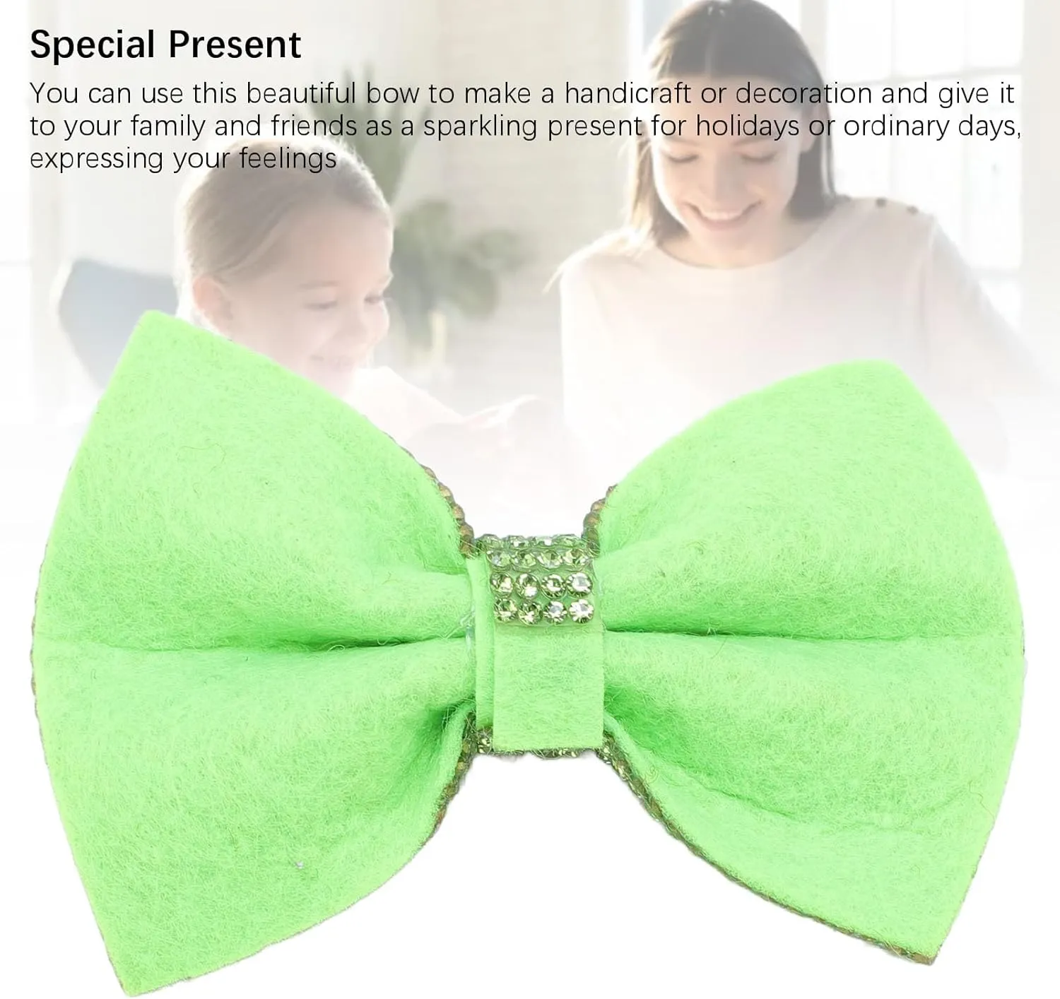 Crystal Rhinestone Bow Accessory for Hairpin Phone Case with Exquisite Craftsmanship Suitable for Shoe and Bag Decoration (Green)