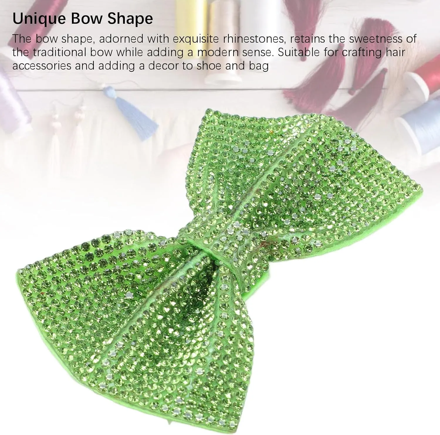 Crystal Rhinestone Bow Accessory for Hairpin Phone Case with Exquisite Craftsmanship Suitable for Shoe and Bag Decoration (Green)