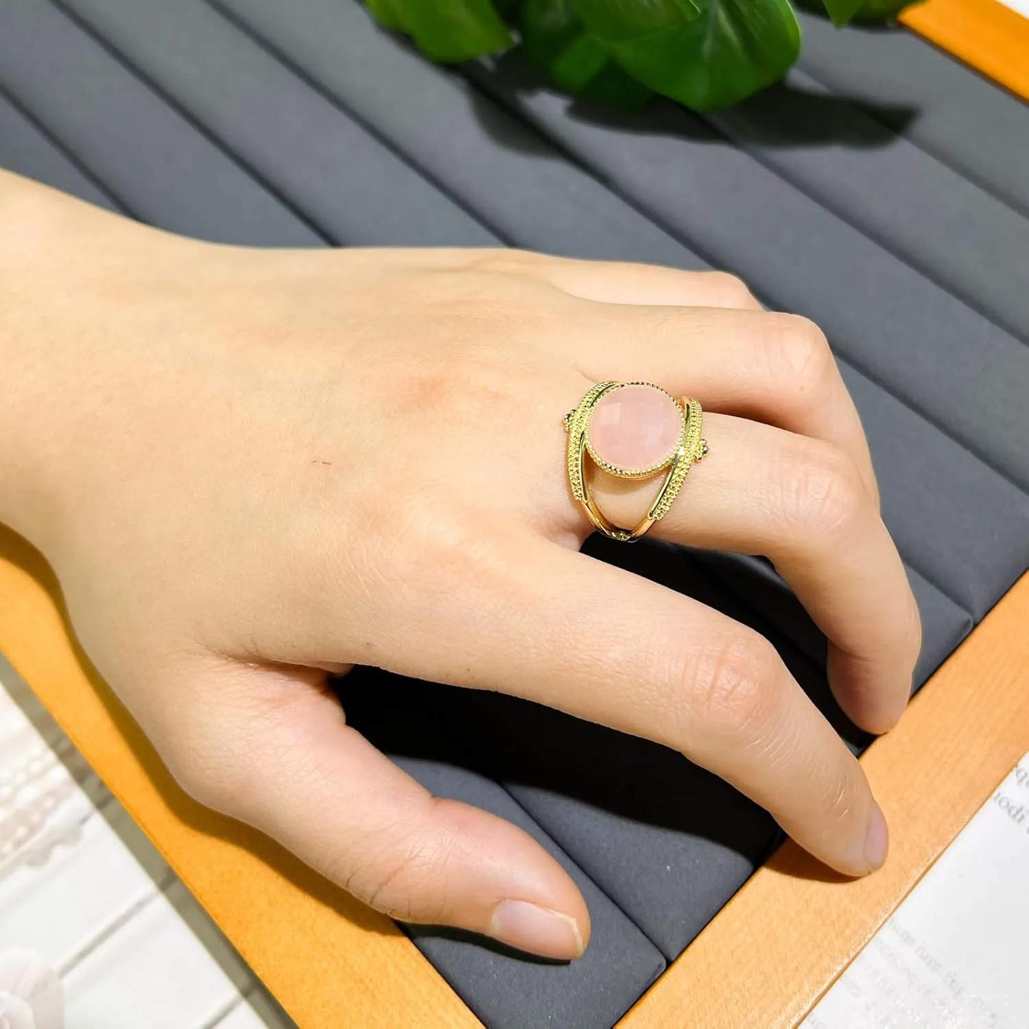 Crystal Ring, Unique Design Evil Eye Ring for Women, rose quartz Amethyst turquoise Gemstone Ring for Lady Everyday Jewelry, 14k Gold Plated Resizable Ring for Girls Gift Evil Eye Jewelry.