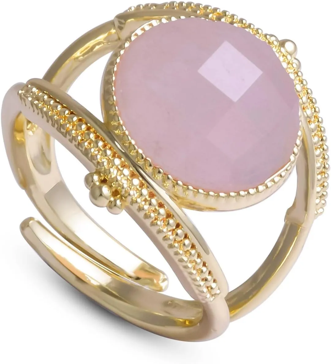 Crystal Ring, Unique Design Evil Eye Ring for Women, rose quartz Amethyst turquoise Gemstone Ring for Lady Everyday Jewelry, 14k Gold Plated Resizable Ring for Girls Gift Evil Eye Jewelry.
