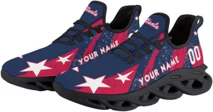 Custom Men's Sneakers Baseball Name & Number Breathable Fan Gift for Men Women Athletic Gym Slip-on Shoes Personalized Black White