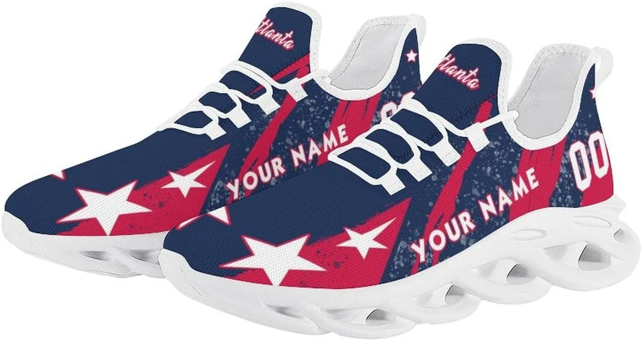 Custom Men's Sneakers Baseball Name & Number Breathable Fan Gift for Men Women Athletic Gym Slip-on Shoes Personalized Black White