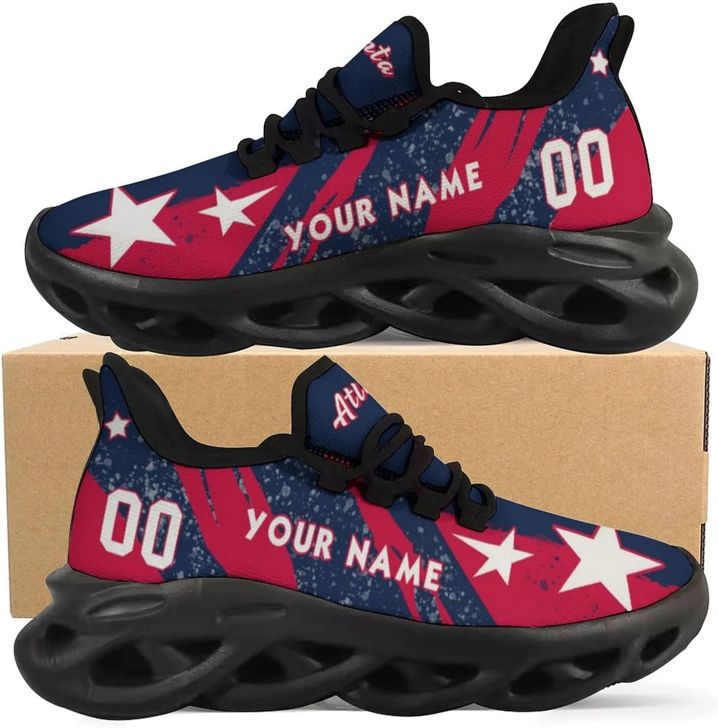 Custom Men's Sneakers Baseball Name & Number Breathable Fan Gift for Men Women Athletic Gym Slip-on Shoes Personalized Black White