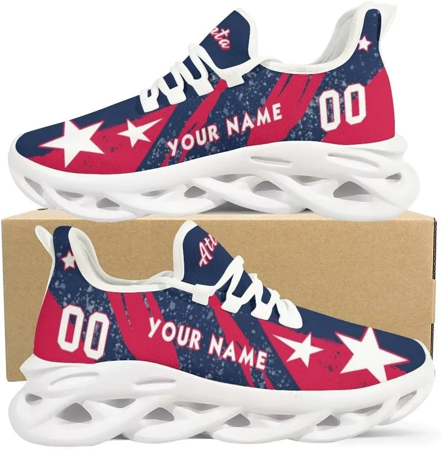 Custom Men's Sneakers Baseball Name & Number Breathable Fan Gift for Men Women Athletic Gym Slip-on Shoes Personalized Black White