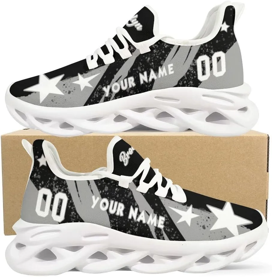 Custom Men's Sneakers Basketball Name & Number Breathable Fan Gift for Men Women Athletic Gym Slip-on Shoes Personalized White Black