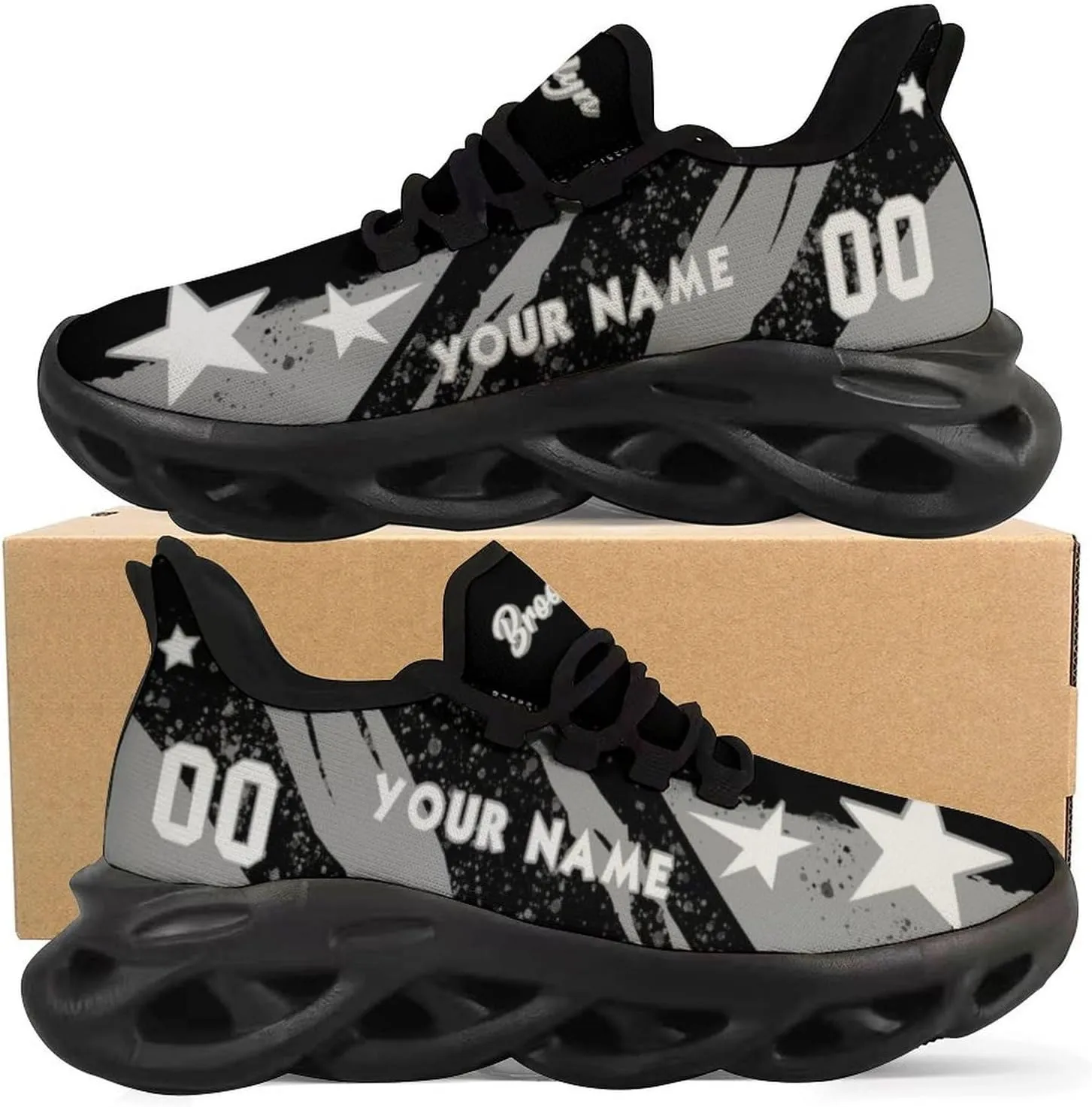 Custom Men's Sneakers Basketball Name & Number Breathable Fan Gift for Men Women Athletic Gym Slip-on Shoes Personalized White Black